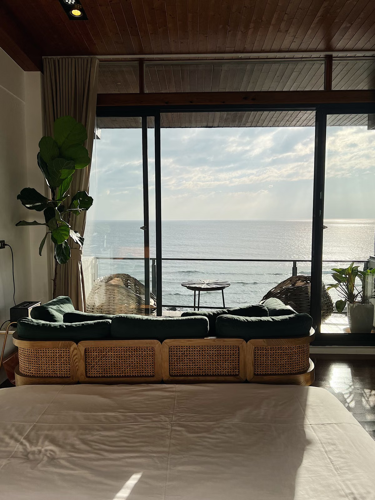 Spacious Blau Varadero suite living room with ocean view and terrace