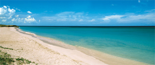 View of a Cuban beach at Varadero with white sand and blue sea